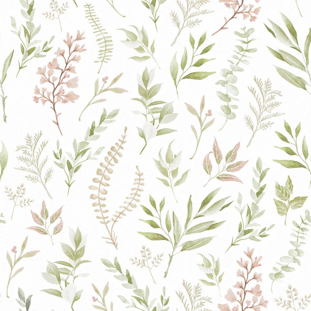 Countryside Trail Wallpaper - Blush, Olive and Sand on White - LAN100048 - Lucie Annabel - Premier Wallcovering
