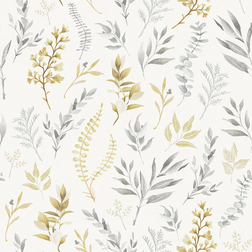 Countryside Trail Wallpaper - Ochre and Vintage Grey on Soft Cream - LAN100047 - Lucie Annabel - Premier Wallcovering