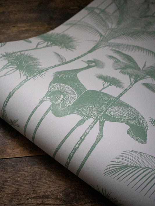 Crane Fonda Wallpaper - Palm Green - Divine Savages - DVS074-CF-PALM-GRE-WR - Premier Wallcovering