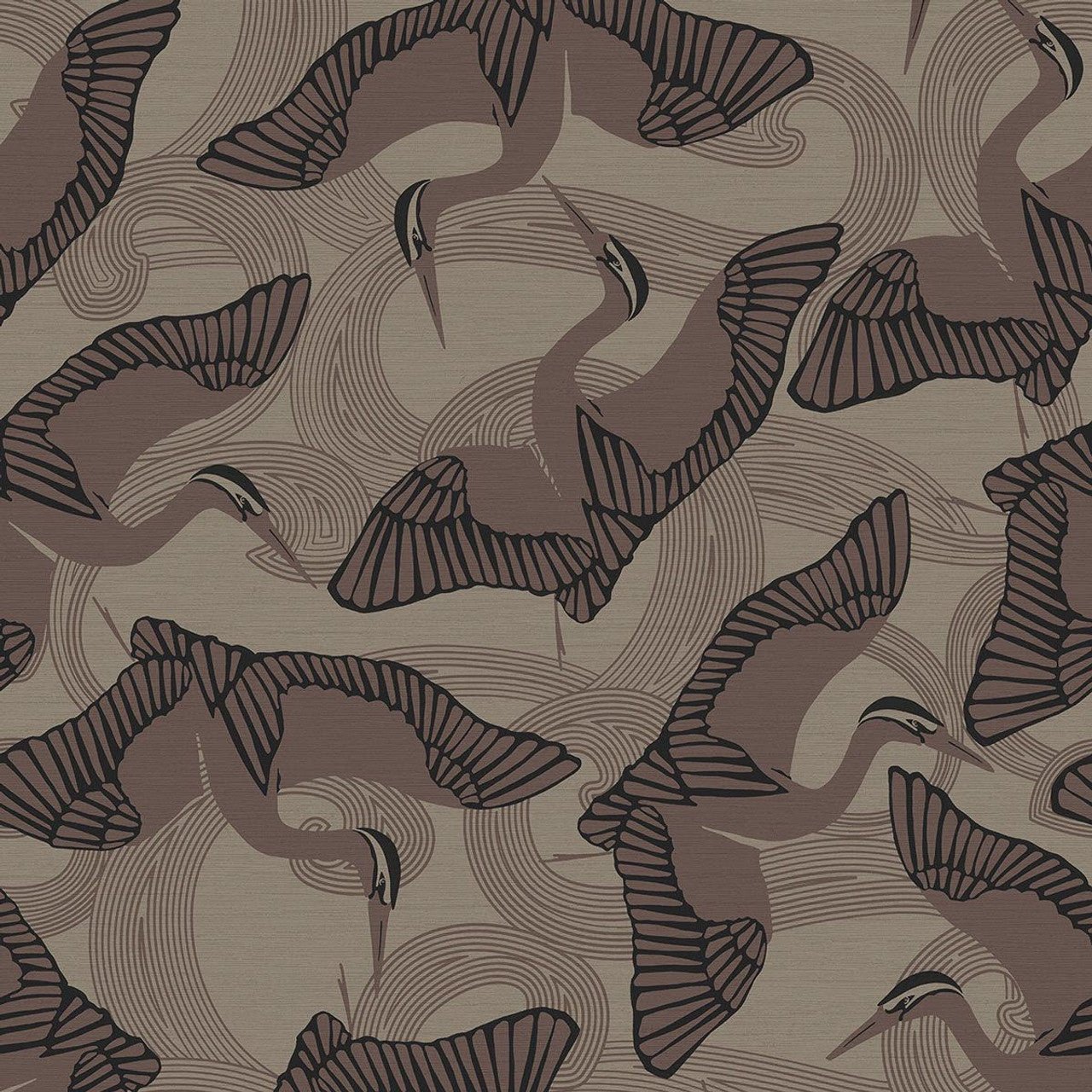 Cranes Fantasia Wallpaper - Brown - Ted Baker - 12620 - Premier Wallcovering