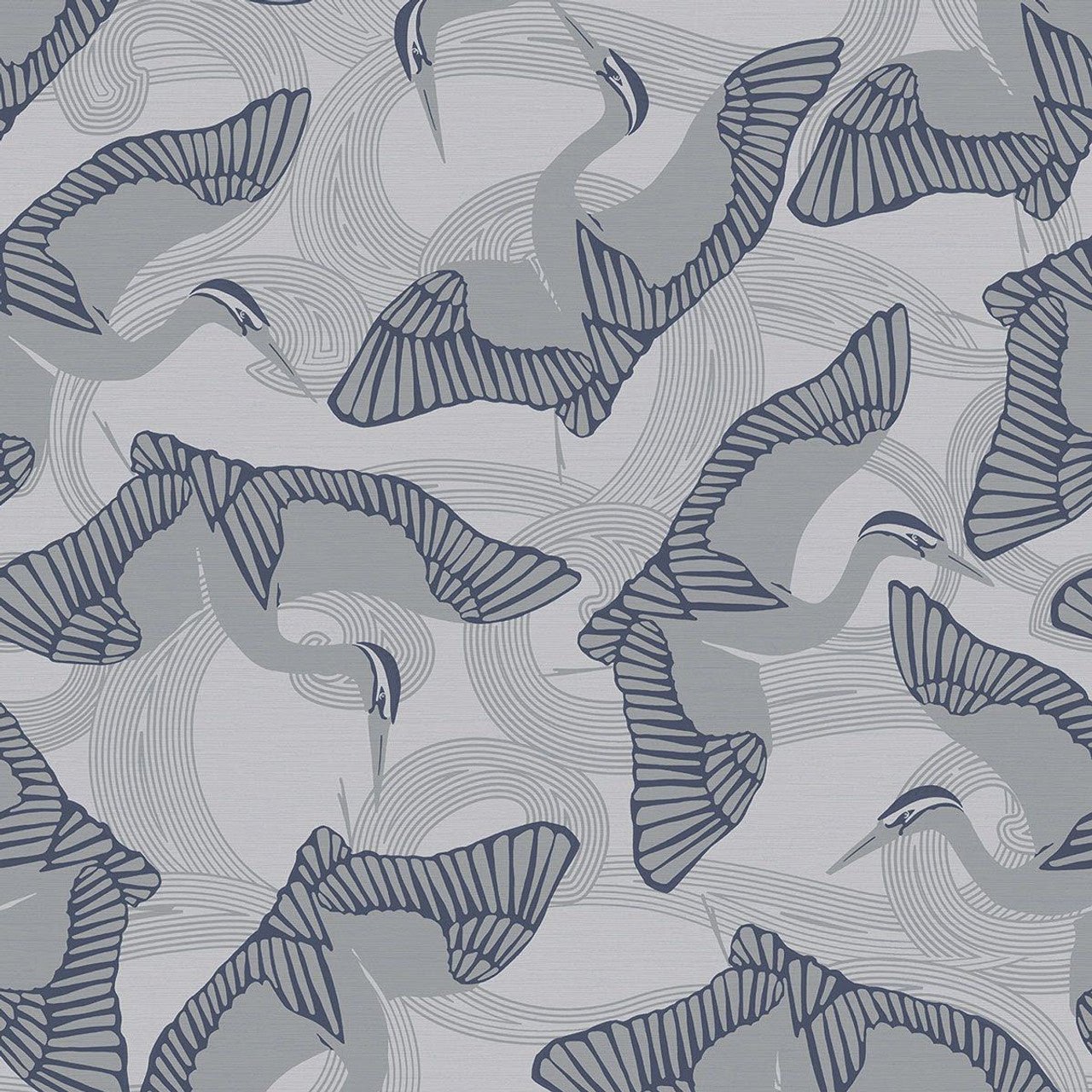 Cranes Fantasia Wallpaper - Grey/ Navy - Ted Baker - 12622 - Premier Wallcovering