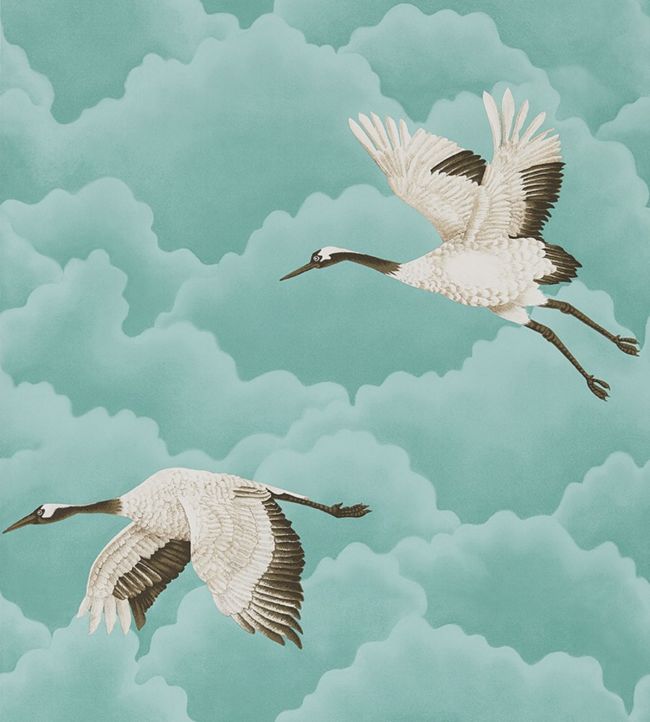 Cranes in Flight Wallpaper - Marine - HGAT111234 - Harlequin - Premier Wallcovering