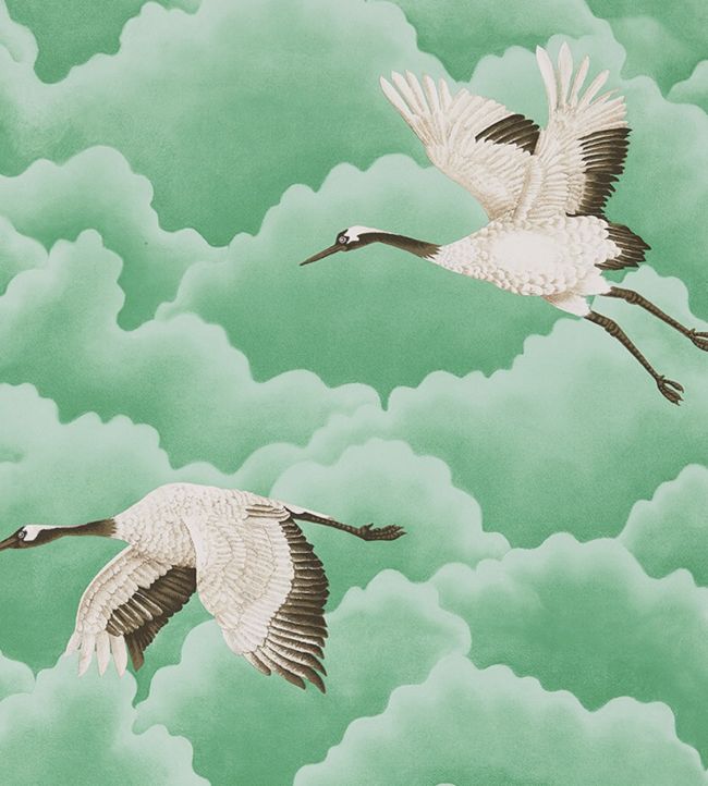 Cranes in Flight Wallpaper - Emerald - HGAT111233 - Harlequin - Premier Wallcovering