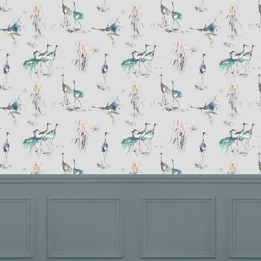 Cranes Wallpaper - Cobalt - Voyage Maison - CRANES/WPO/COB - Premier Wallcovering