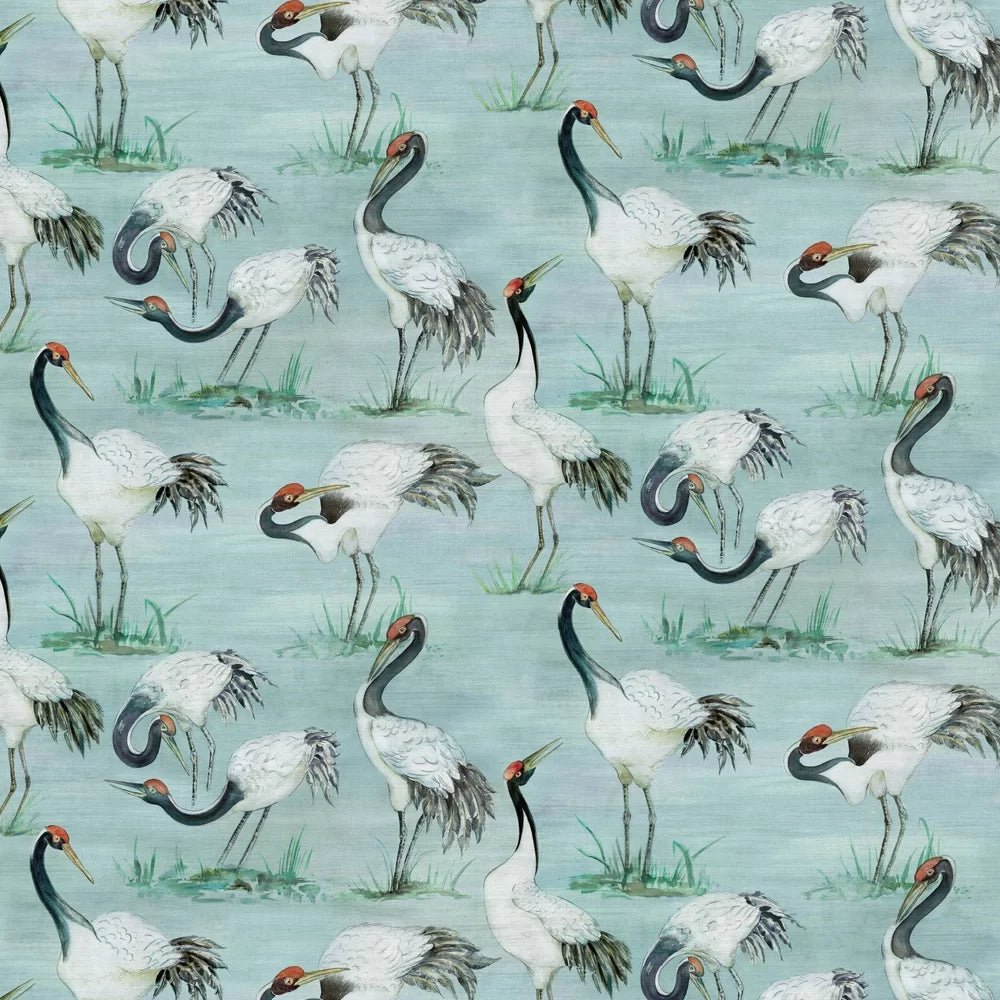 Cranes Wallpaper - Aqua - Osborne & Little - W7456-02 - Premier Wallcovering
