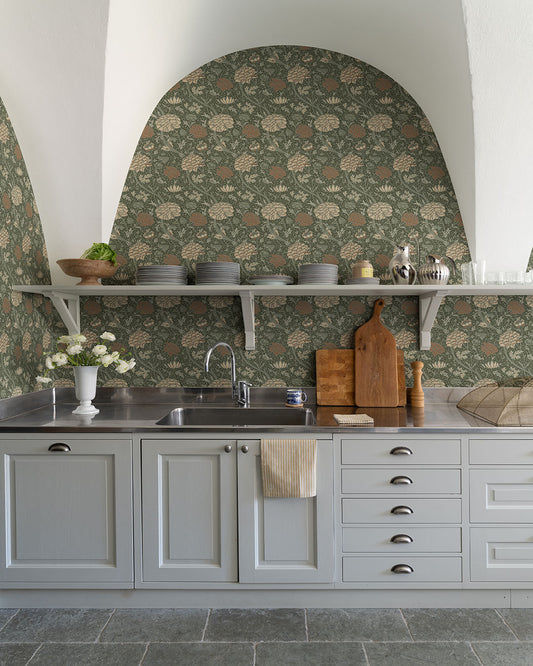 Cray Wallpaper - Terracotta / Green - Midbec - 82035 - Premier Wallcovering