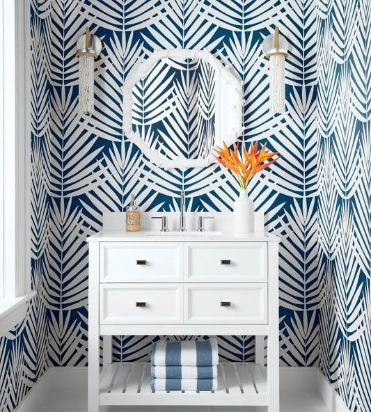 Croatia Wallpaper - Navy - Thibaut - T13932 - Premier Wallcovering