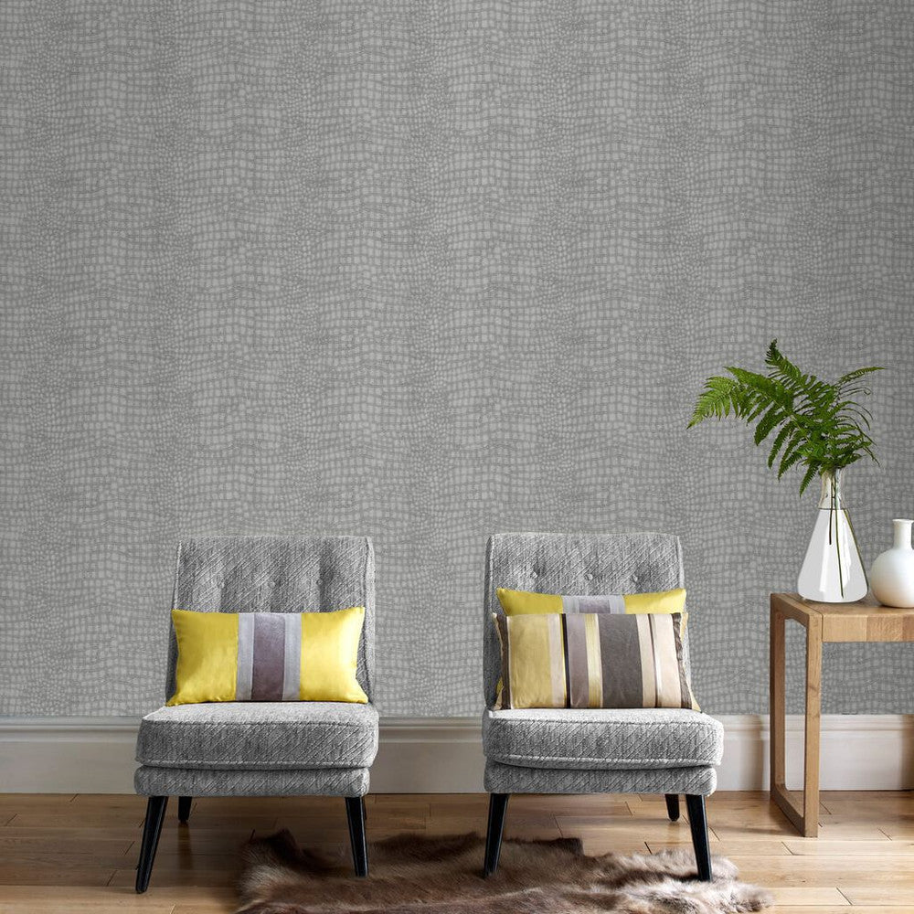 Crocodile Wallpaper - Grey - Superfresco Easy - 32 - 662 - Premier Wallcovering