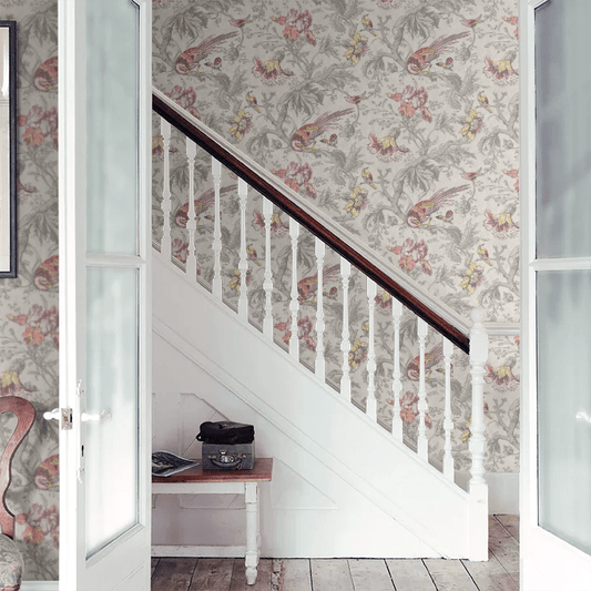 Crowe Hall Lane Wallpaper - Pink / Green / Grey - Little Greene - 0282CWCHARM - Premier Wallcovering