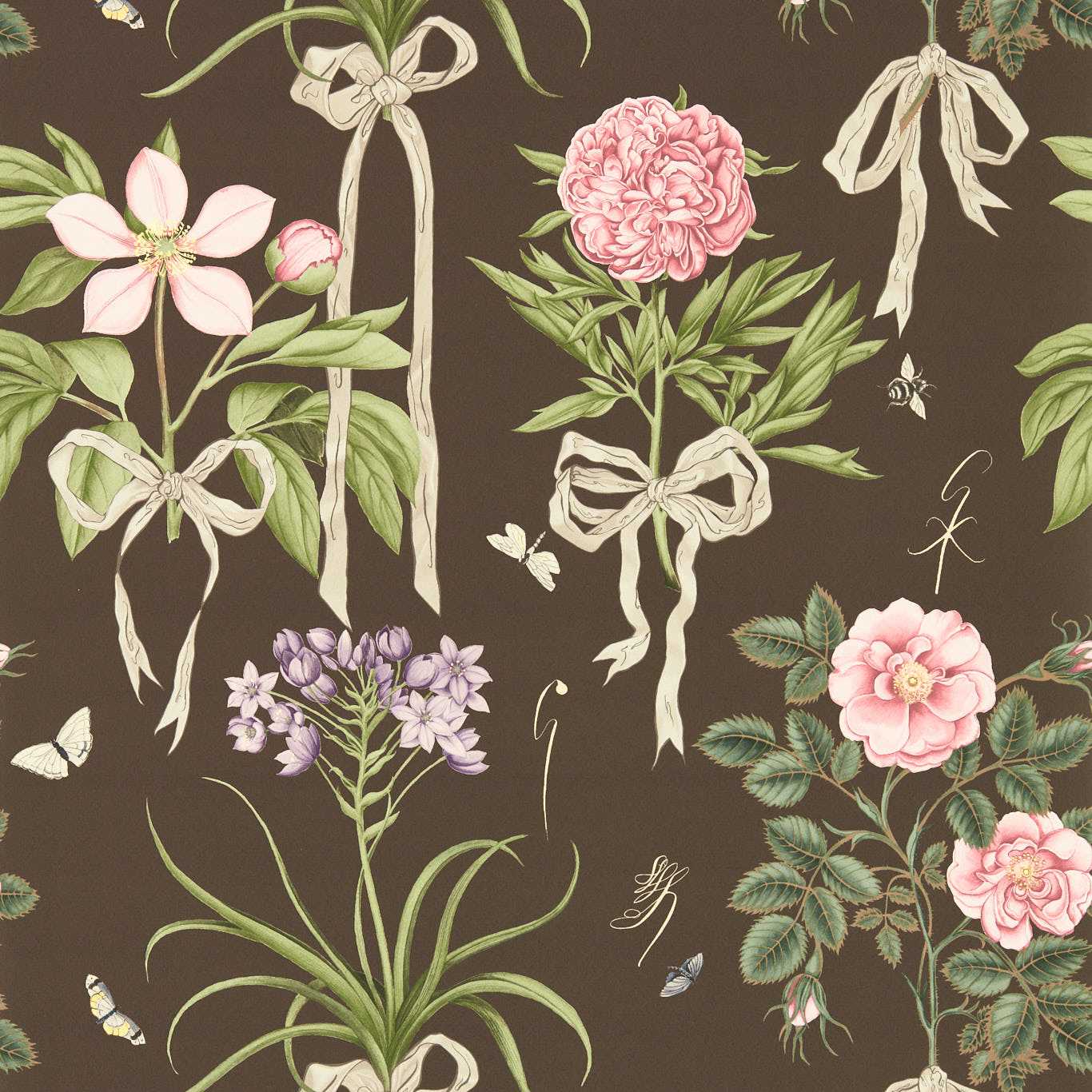 Cupid's Beau Wallpaper - Morel/Mantle - DGDW217313 - Sanderson - Premier Wallcovering