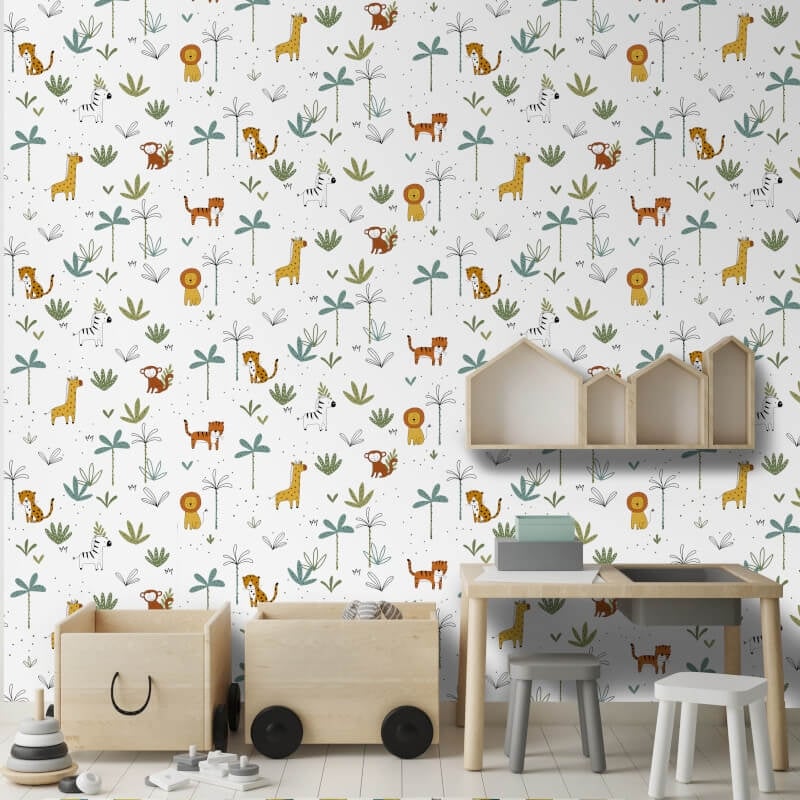 Cute Safari Wallpaper - Multi - Muriva - 577514 - Premier Wallcovering