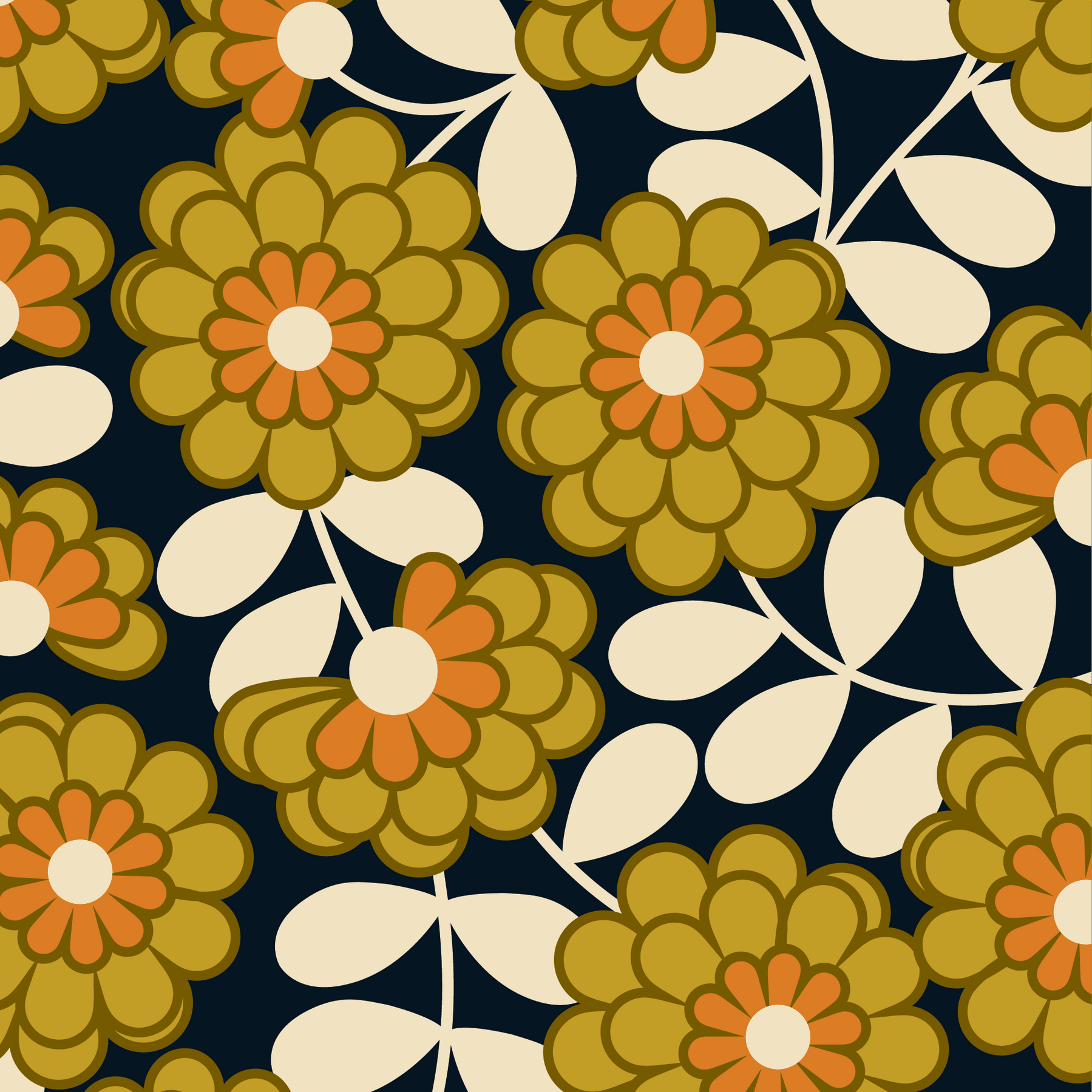 Dahlia Wallpaper - Saffron - Orla Kiely - 23SHDLAWLPDS-7022 - Premier Wallcovering