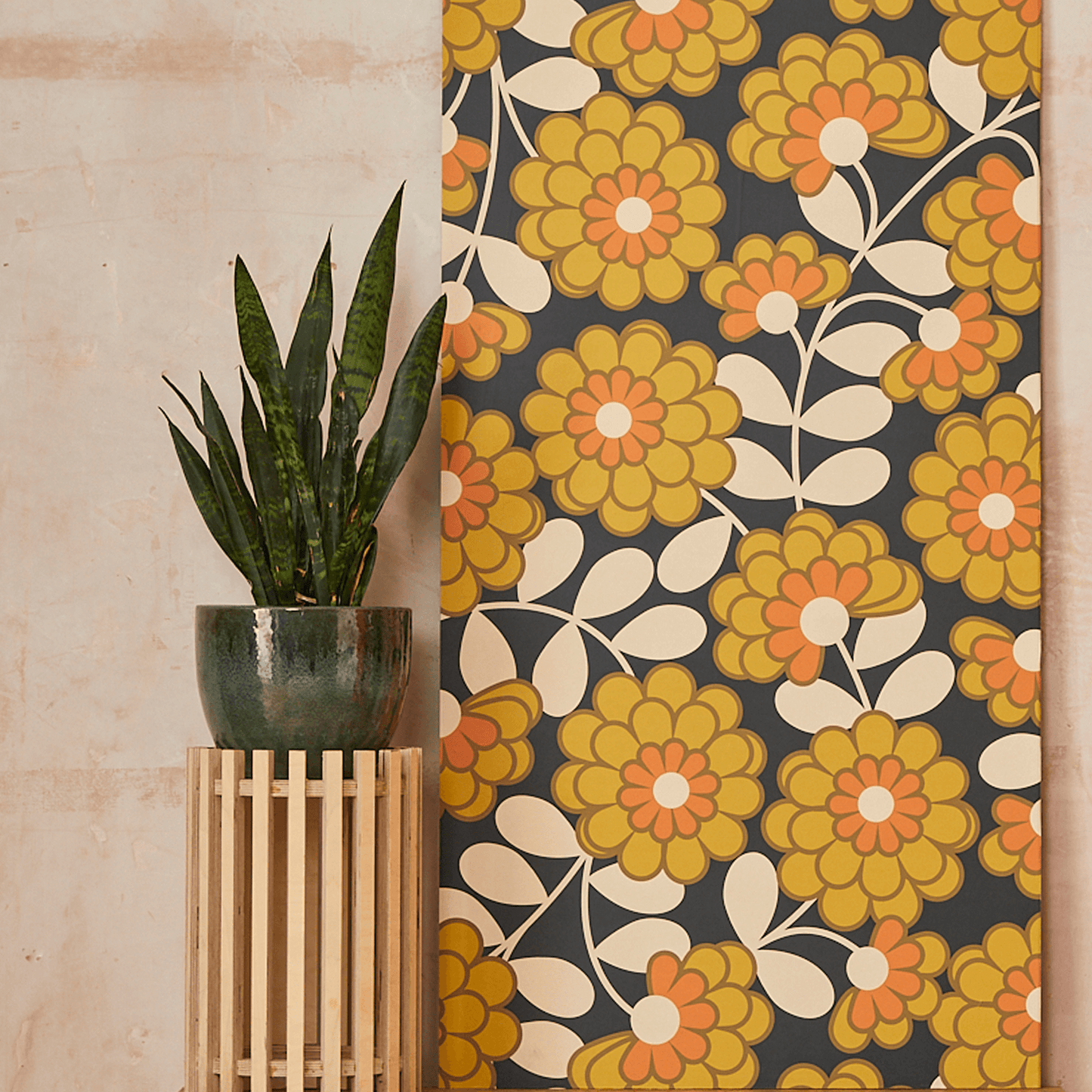 Dahlia Wallpaper - Saffron - Orla Kiely - 23SHDLAWLPDS-7022 - Premier Wallcovering