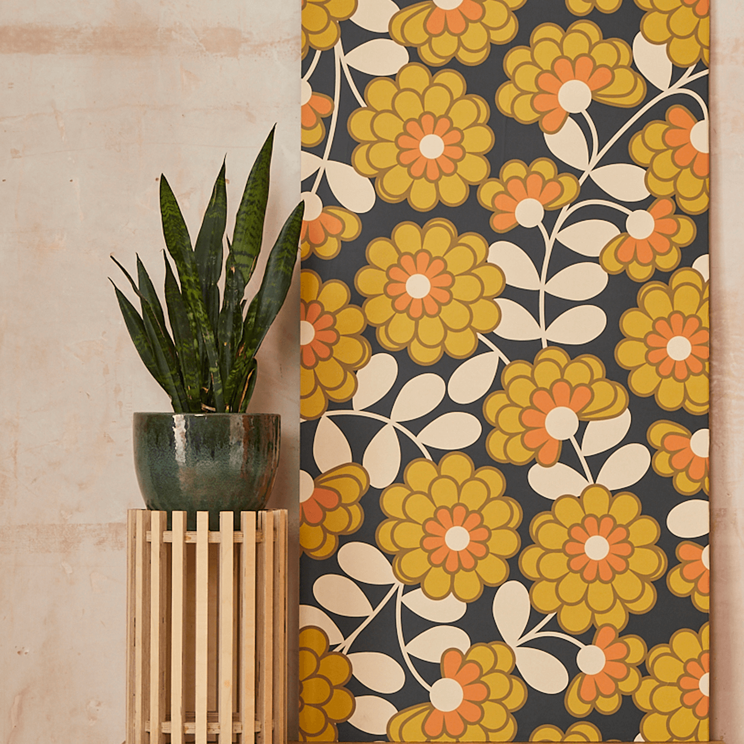 Dahlia Wallpaper - Saffron - Orla Kiely - 23SHDLAWLPDS-7022 - Premier Wallcovering