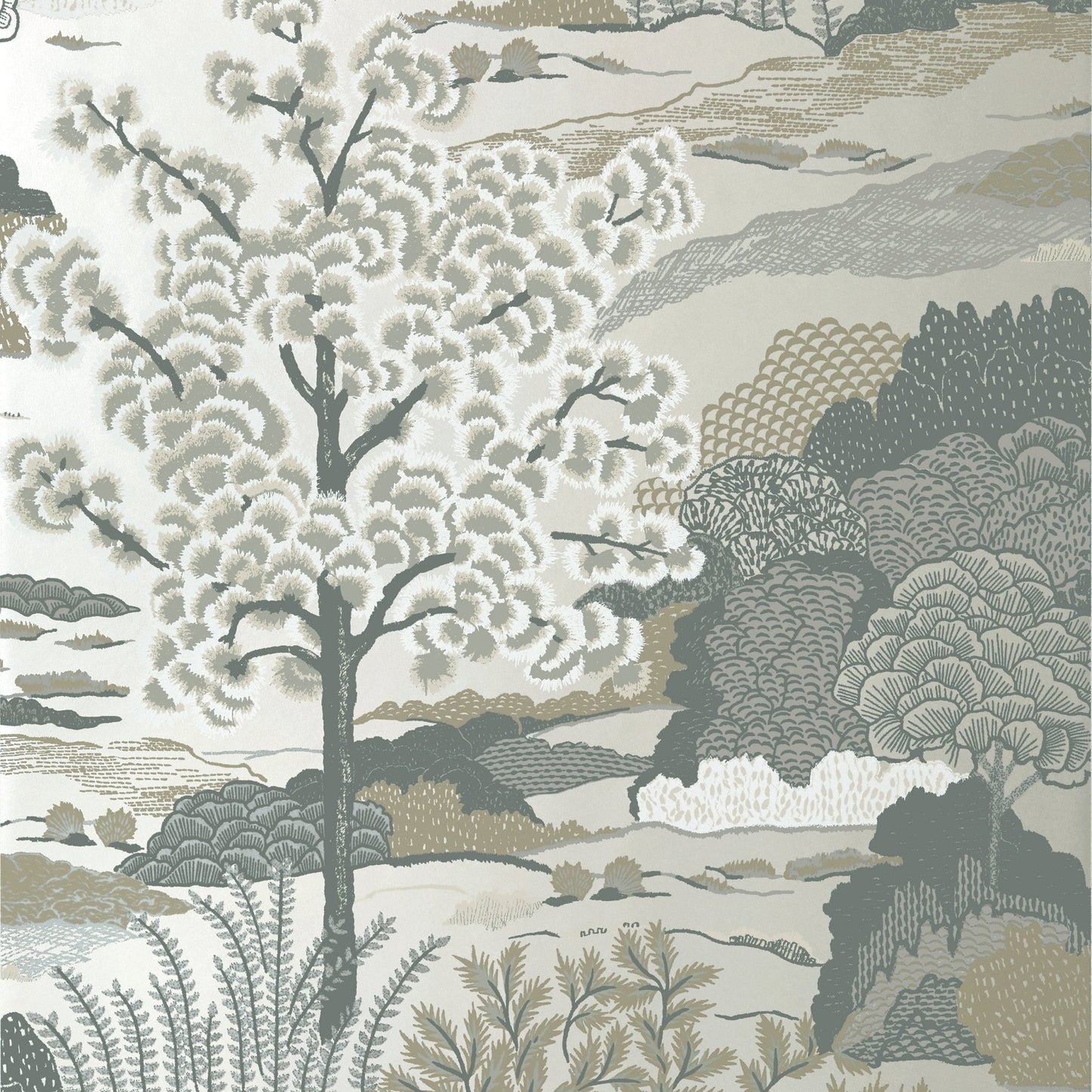 Daintree Wallpaper - Pearl - Thibaut - T85045 - Premier Wallcovering