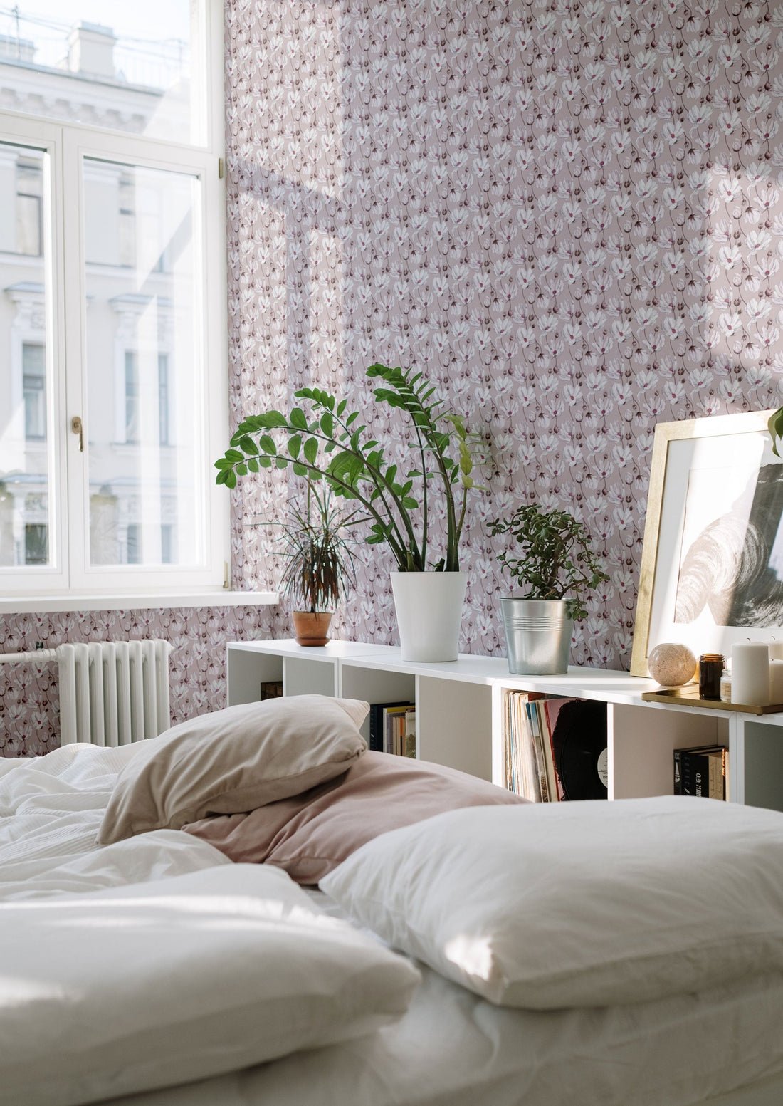 Daisies Wallpaper - Pink - Summer Gray - Premier Wallcovering