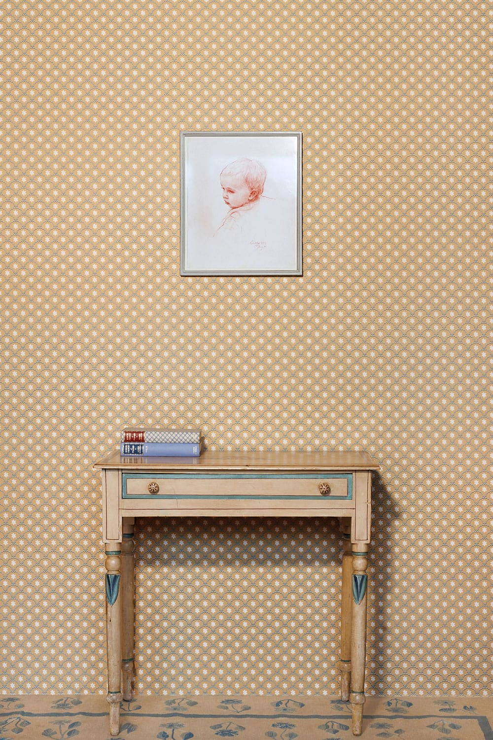Daisy Scallops Wallpaper - Sand / Ink - BG3000201 - Barneby Gates - Premier Wallcovering