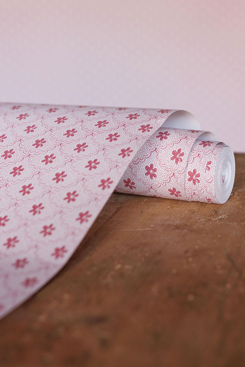 Daisy Scallops Wallpaper - Red / Pink - BG3000202 - Barneby Gates - Premier Wallcovering