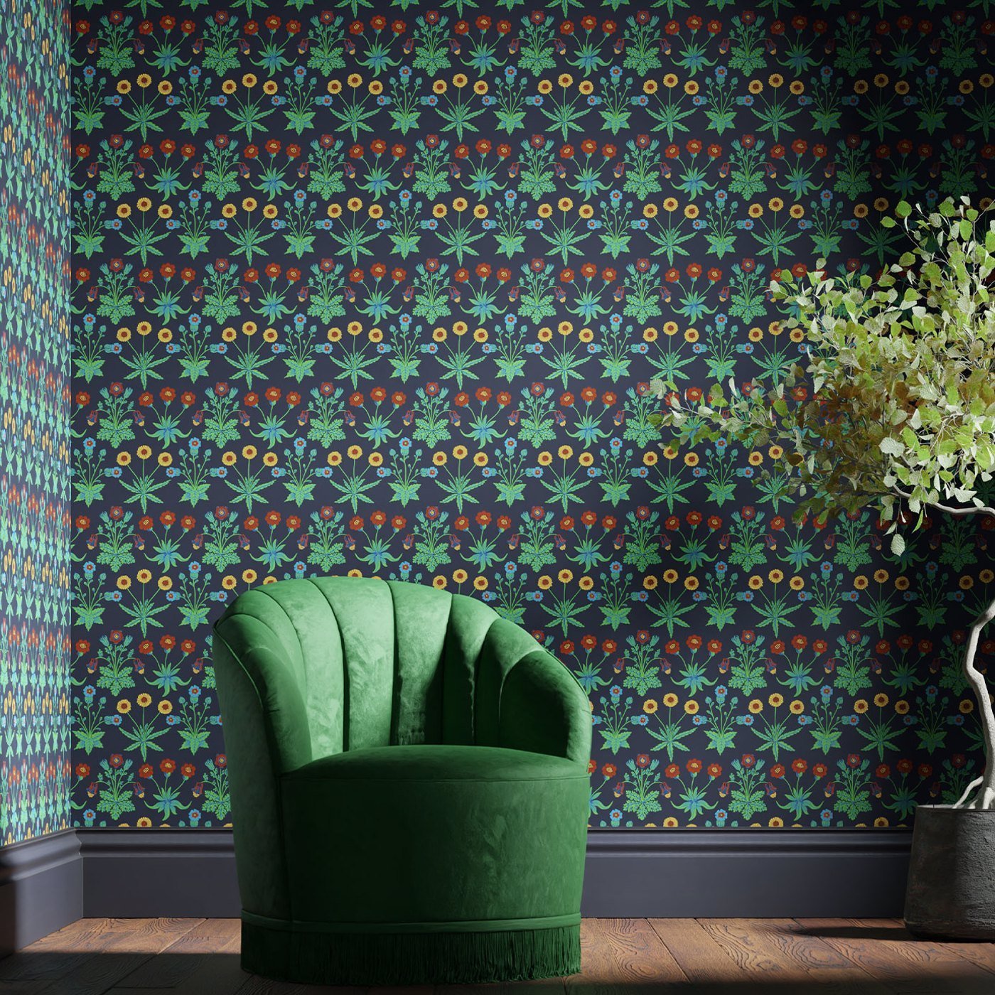 Daisy Wallpaper - Midnight - 510034 - Morris & Co - Premier Wallcovering