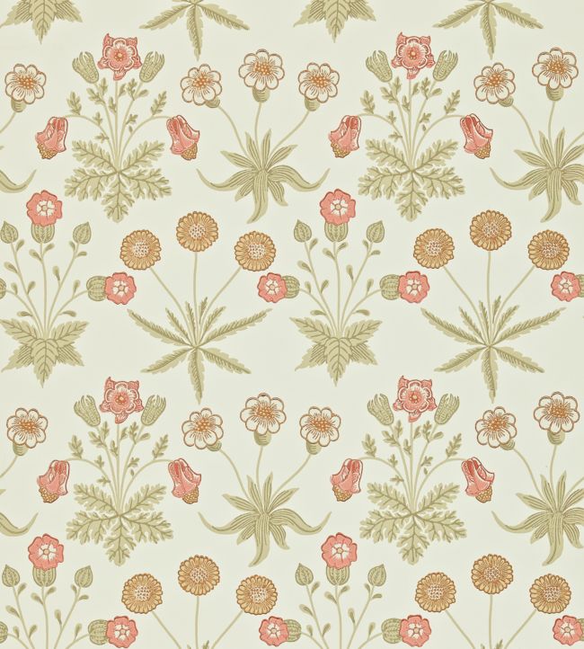Daisy Wallpaper - Coral/Manilla - 212560 - Morris & Co - Premier Wallcovering