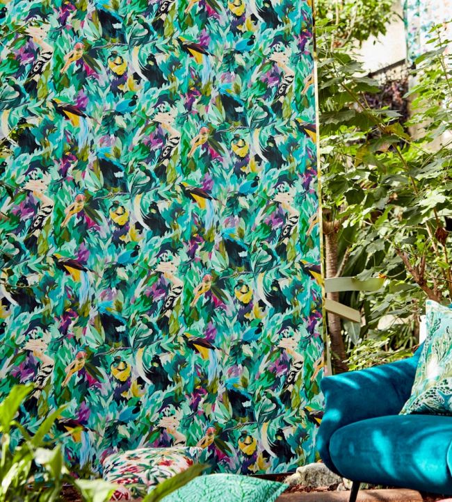 Dance Of Adornment Wallpaper - Wilderness/ Nectar/ Pomegranate - HTEW112763 - Harlequin - Premier Wallcovering