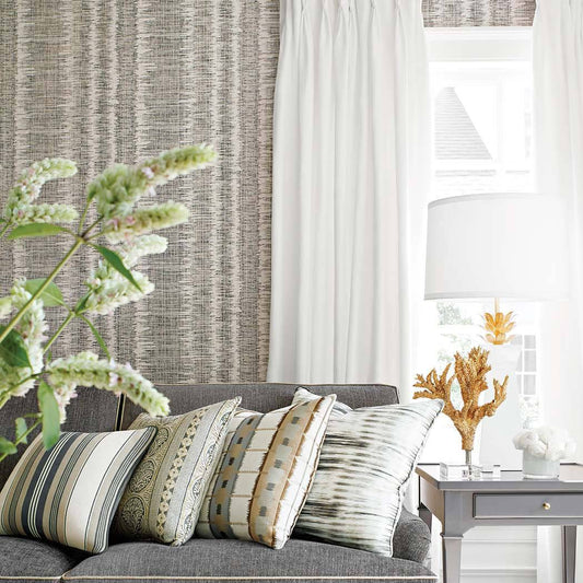 Danube Ikat Wallpaper - Charcoal - Thibaut - T88737 - Premier Wallcovering