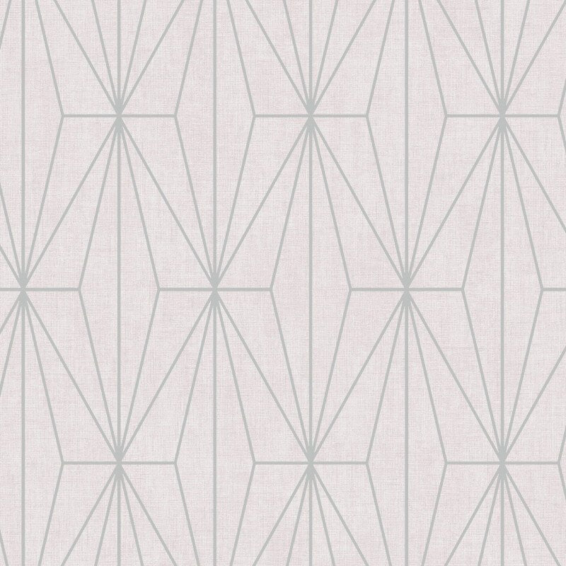 Darcy James Aspen Geo Metallic Wallpaper - Pink/Silver - Muriva - 173543 - Premier Wallcovering