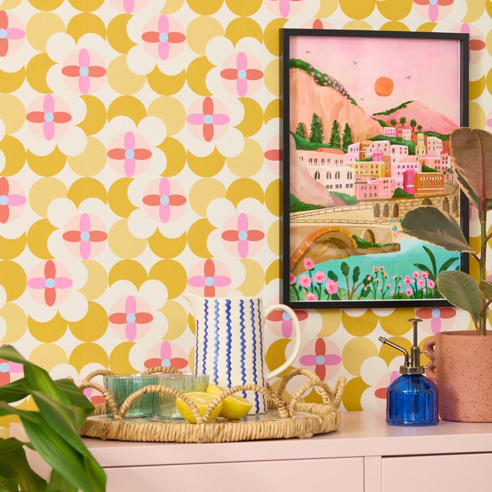 Day Dreamer Wallpaper - Mustard & Candy Floss on Gluten Free - Lust Home - LH900454 - Premier Wallcovering