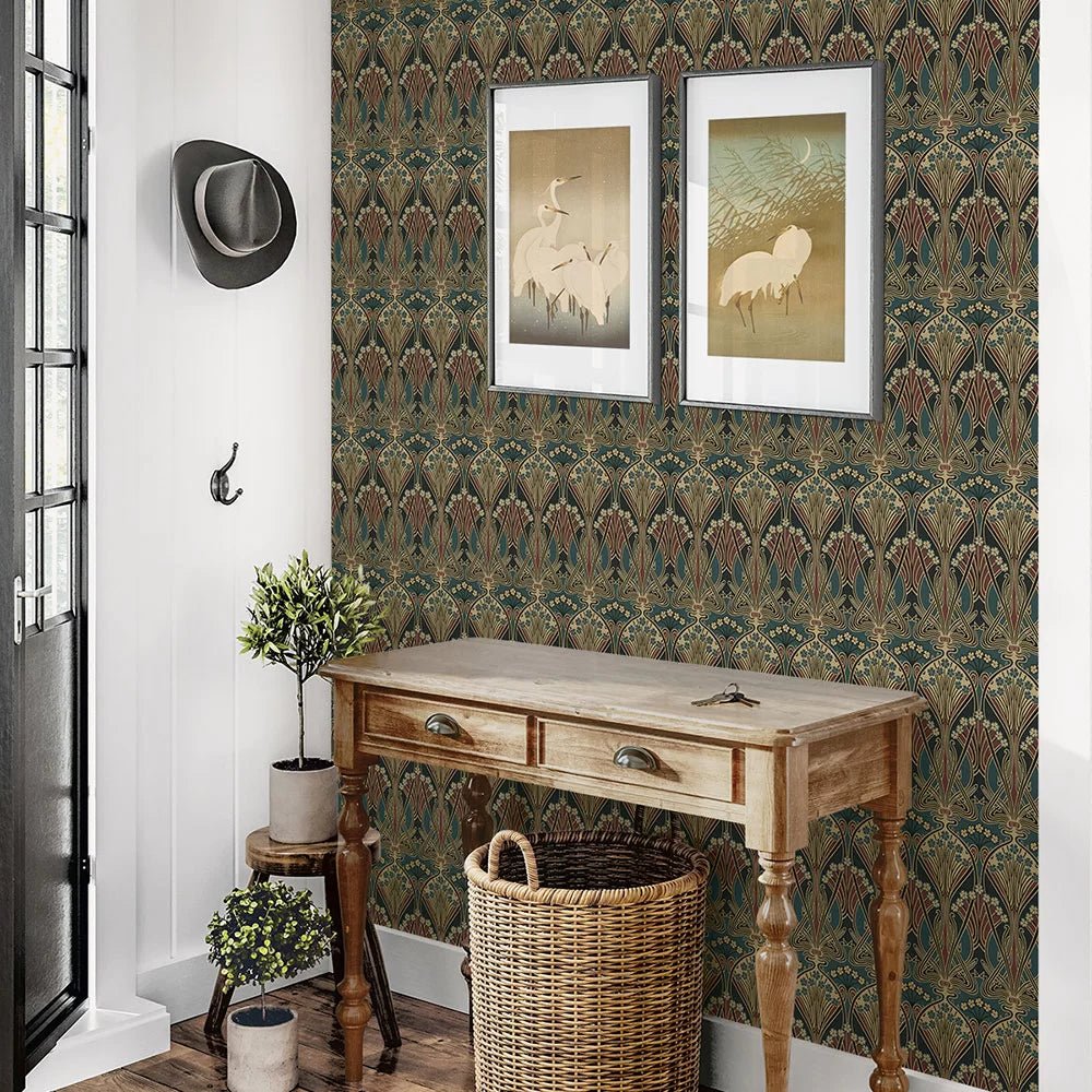 Deco Dragonfly Wallpaper - Aegean Blue & Clay - NextWall - NW55501 - Premier Wallcovering