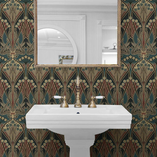 Deco Dragonfly Wallpaper - Aegean Blue & Clay - NextWall - NW55501 - Premier Wallcovering