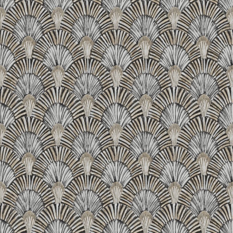 Deco Fan Geometric Metallic Wallpaper - Charcoal/Gold - Grandeco - JF3003 - Premier Wallcovering