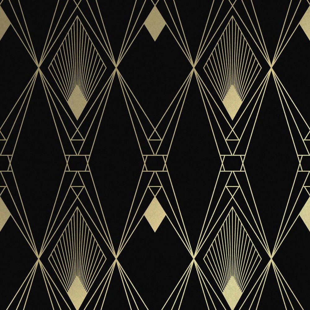 Deco Geometric Wallpaper - Black - Next - 118313 - Premier Wallcovering