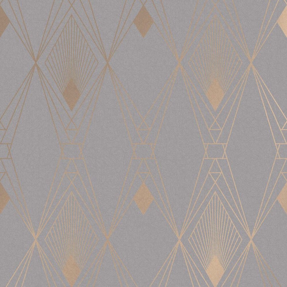 Deco Geometric Wallpaper - Grey - Next - 118314 - Premier Wallcovering