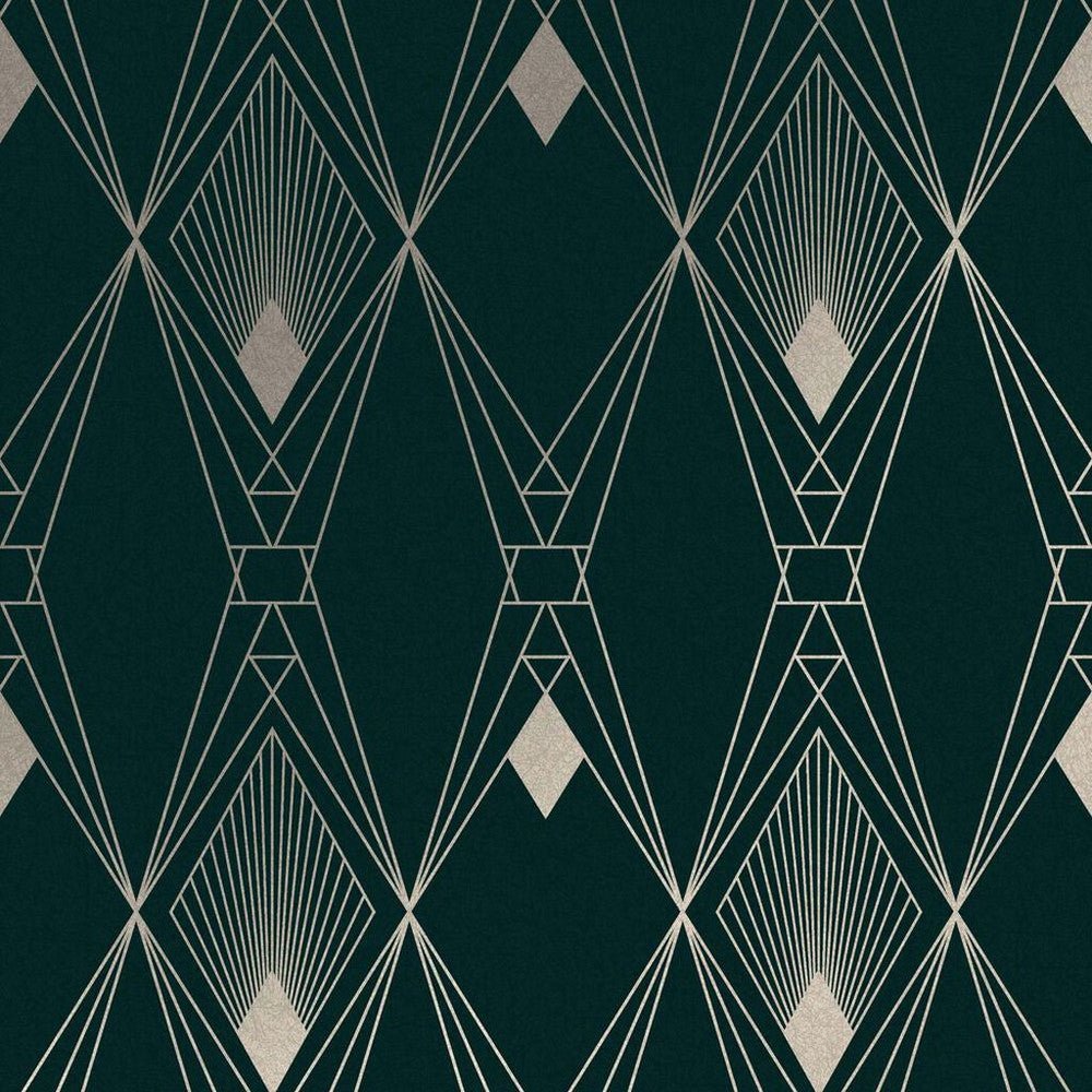 Deco Geometric Wallpaper - Teal - Next - 118315 - Premier Wallcovering
