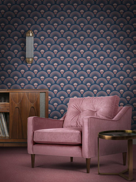 Deco Martini Wallpaper - Blush - Divine Savages - DVS001-DM-BLU-WR - Premier Wallcovering