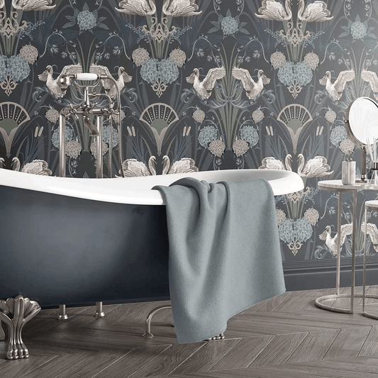 Deco Swan Wallpaper - Blue - The Graduate Collection - BW1SWANBLUE - Premier Wallcovering
