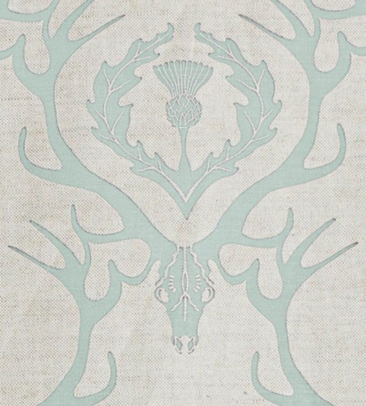 Deer Damask Fabric - Duck Egg - Barneby Gates - BGF010 - 101 - Premier Wallcovering