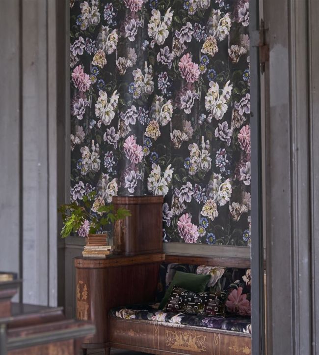 Delft Flower Grande Wallpaper - Graphite - PDG1038/01 - Designers Guild - Premier Wallcovering