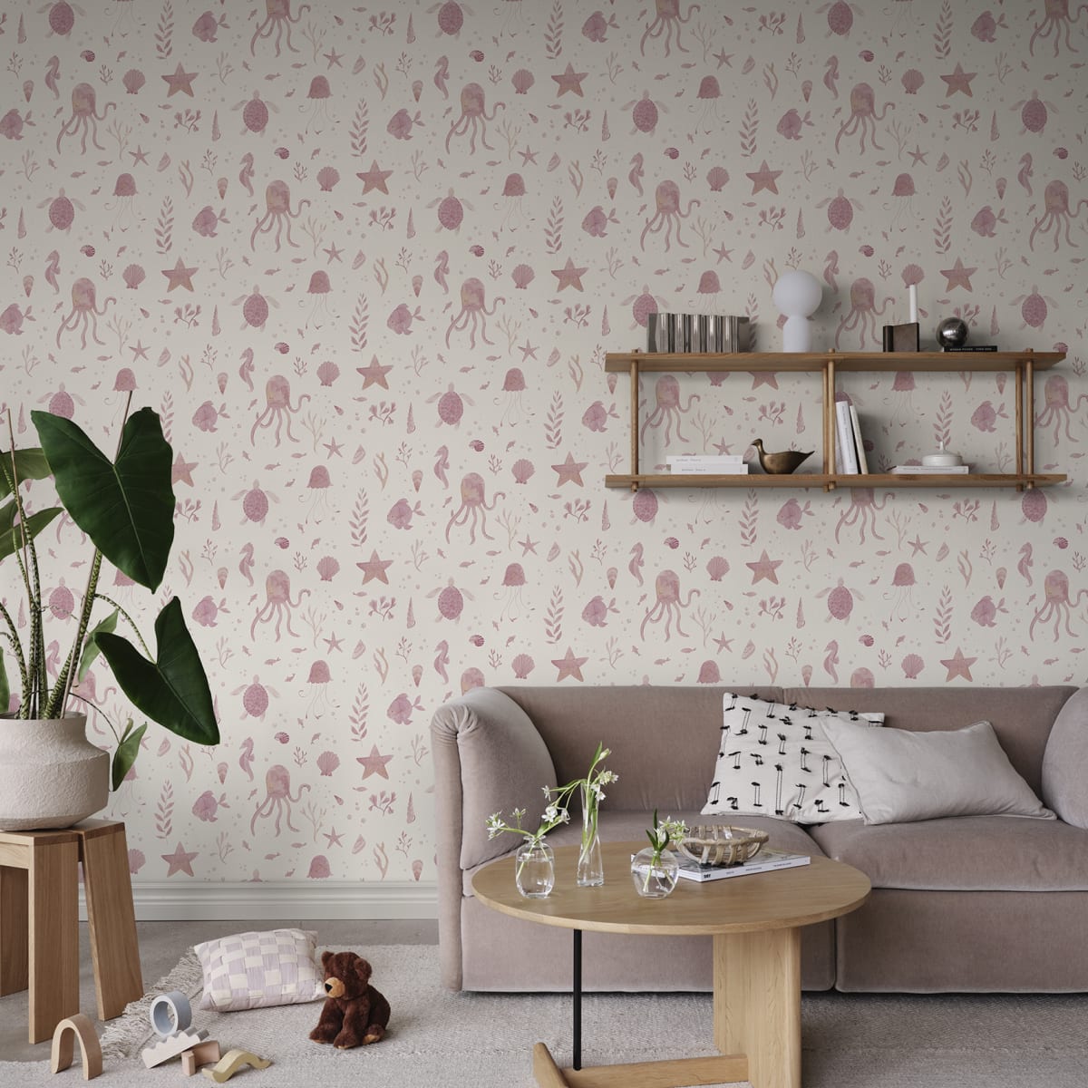 Della Wallpaper - Pink - Sandberg - S10717 - Premier Wallcovering