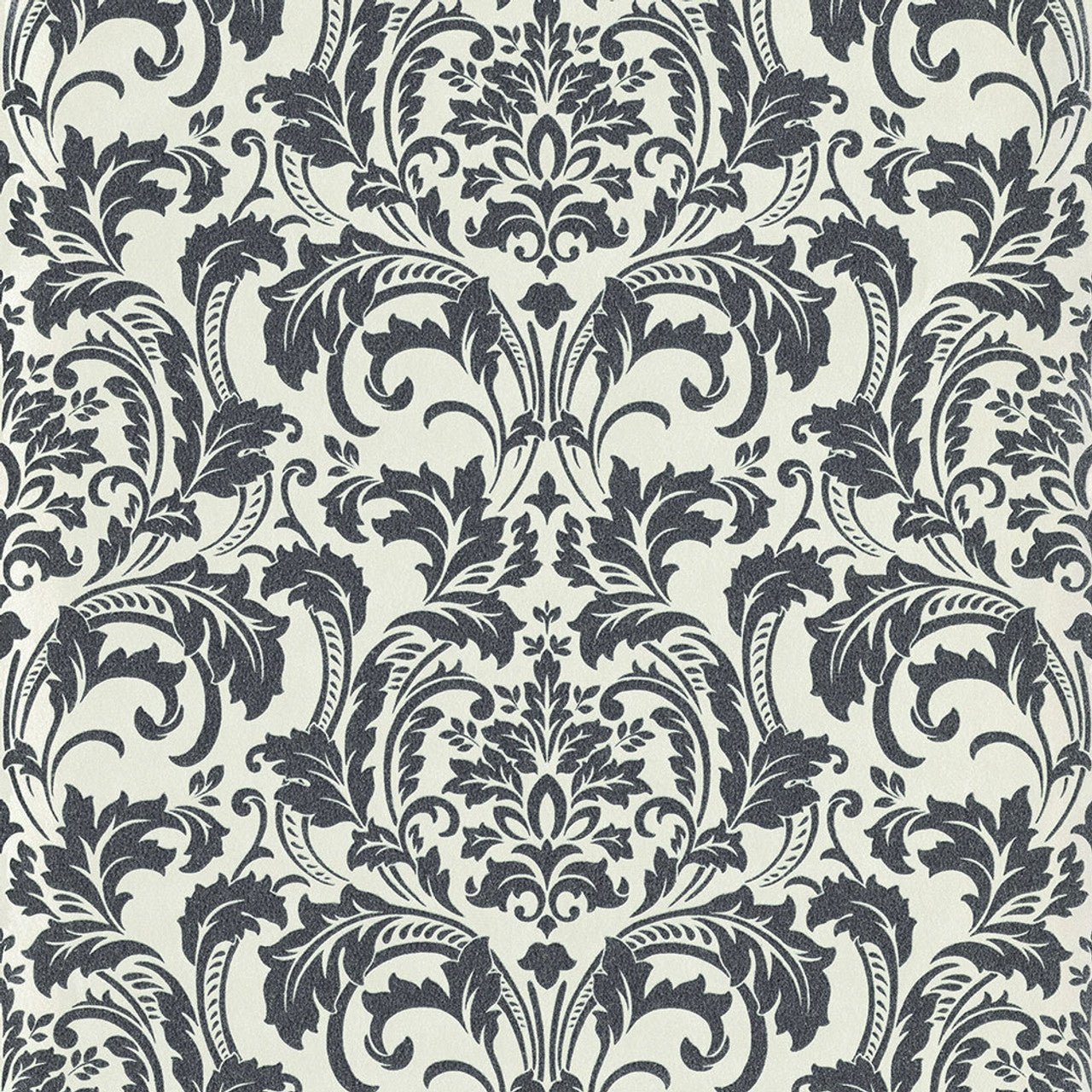 Deluxe Guido Damask Maria Kretschmer Wallpaper - Charcoal/Ivory - P+S International - 41005 - 60 - Premier Wallcovering