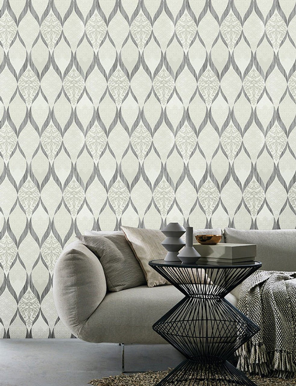 Deluxe Maria Kretschmer Wallpaper - Grey/Ivory - P+S International - 41006 - 50 - Premier Wallcovering