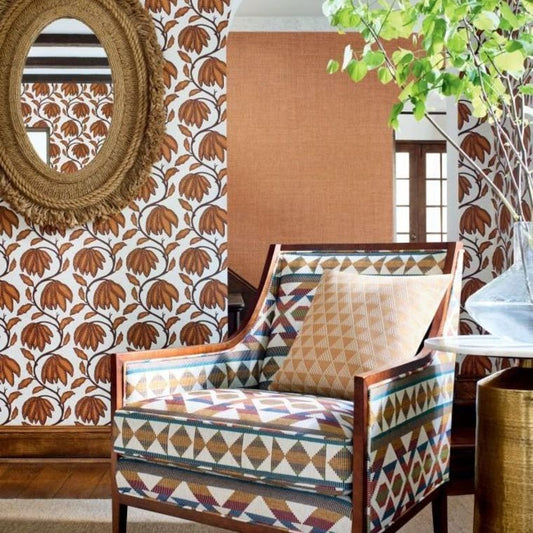 Desert Flower Wallpaper - Ochre - Thibaut - T12006 - Premier Wallcovering