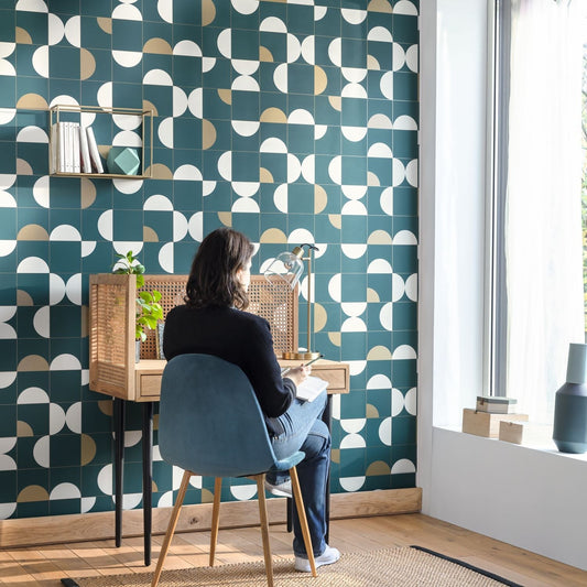 Diabolo Wallpaper - Teal Blue - Caselio - 102666120 - Premier Wallcovering