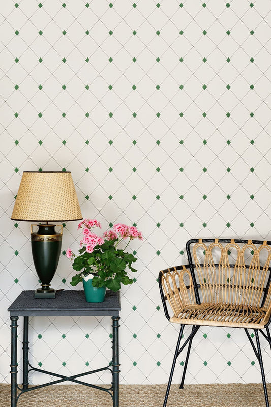 Diamond Trellis Wallpaper - Green - BG2800201 - Barneby Gates - Premier Wallcovering