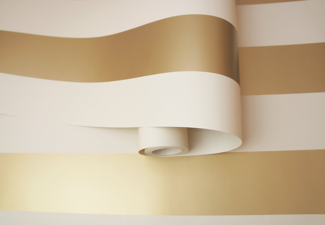 Dillan Stripe Wallpaper - Cream/Gold - Holden Décor - 12761 - Premier Wallcovering