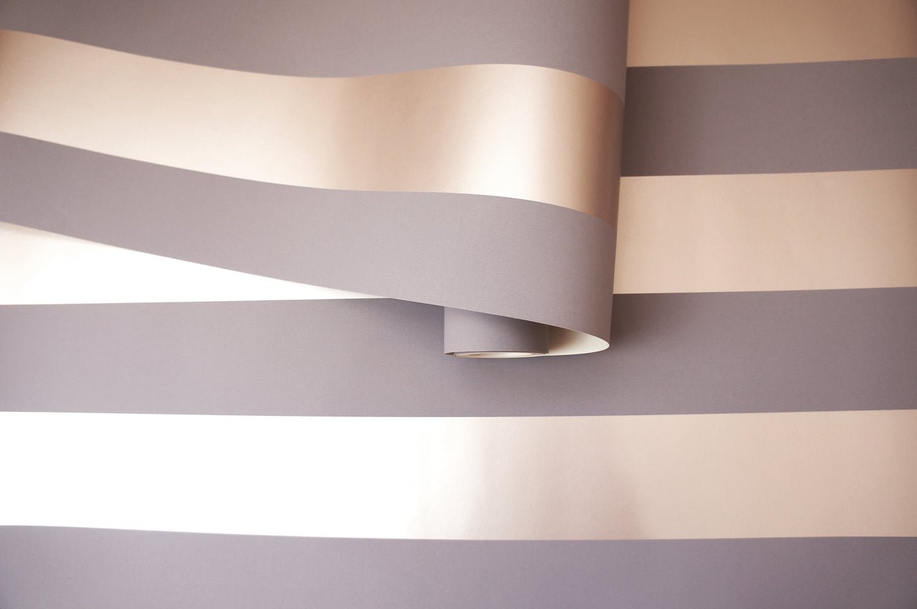 Dillan Stripe Wallpaper - Rosegold/Grey - Holden Décor - 12762 - Premier Wallcovering