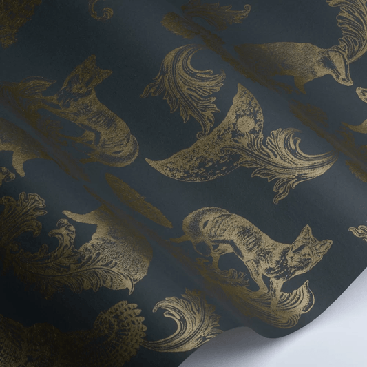 Dipped in Moonlight Wallpaper - Metallic Gold & Charcoal - The Graduate Collection - LG1DIPCHARCOAL - Premier Wallcovering