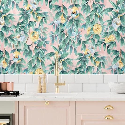 Disco Lemons Wallpaper - Dusty Teal - Brand McKenzie - BMGI006/04D - Premier Wallcovering