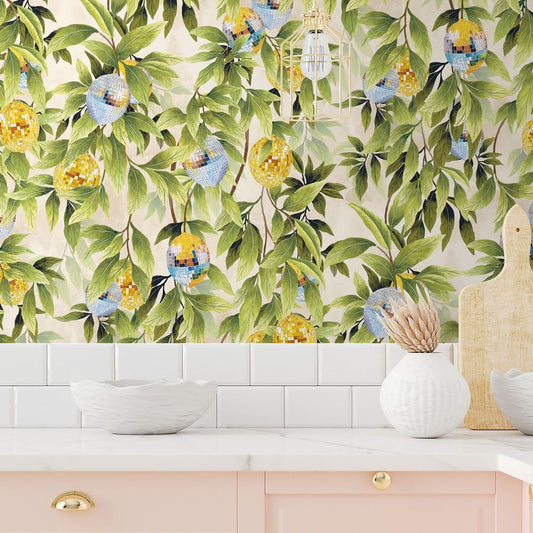 Disco Lemons Wallpaper - Cotton - Brand McKenzie - BMGI006/04A - Premier Wallcovering
