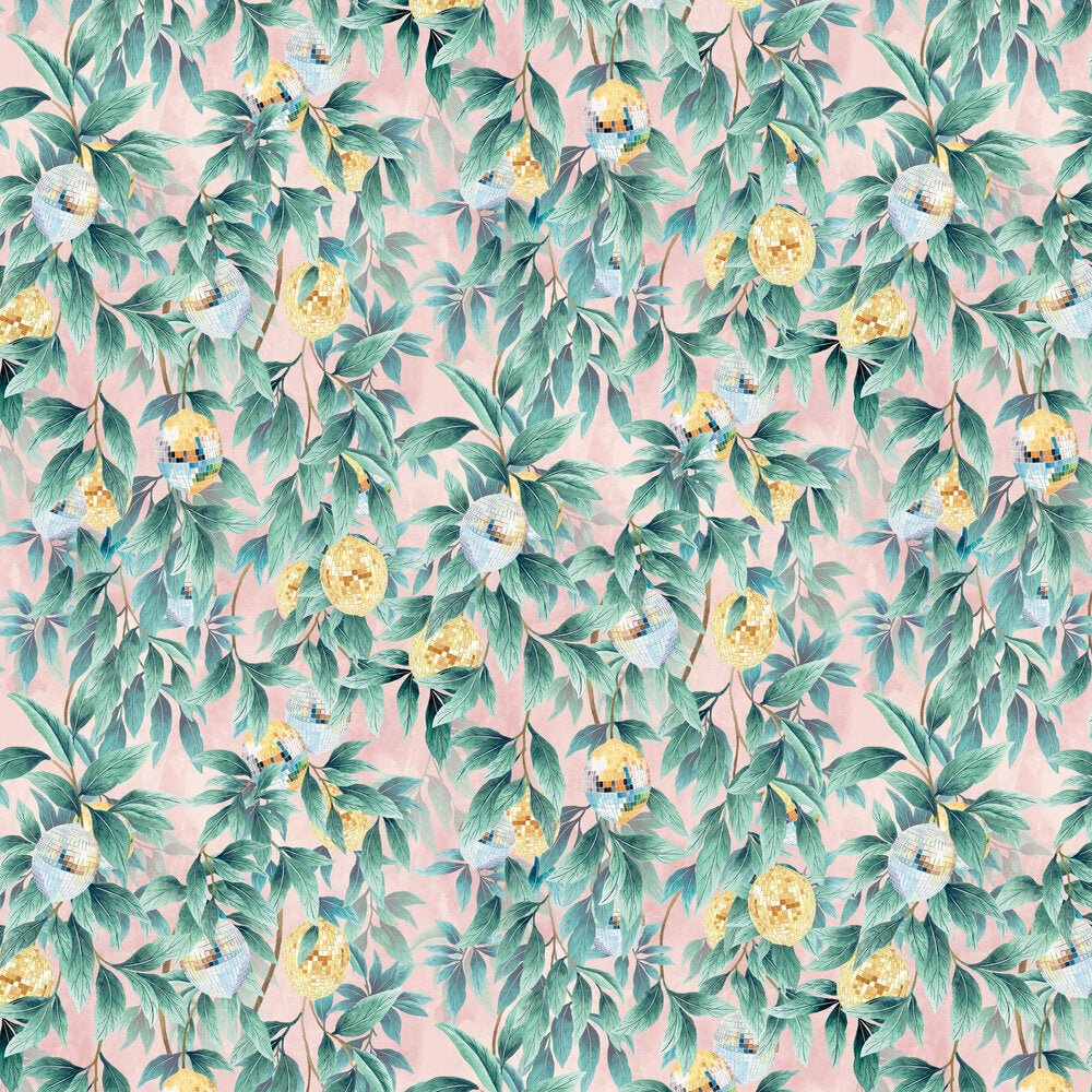Disco Lemons Wallpaper - Dusty Teal - Brand McKenzie - BMGI006/04D - Premier Wallcovering